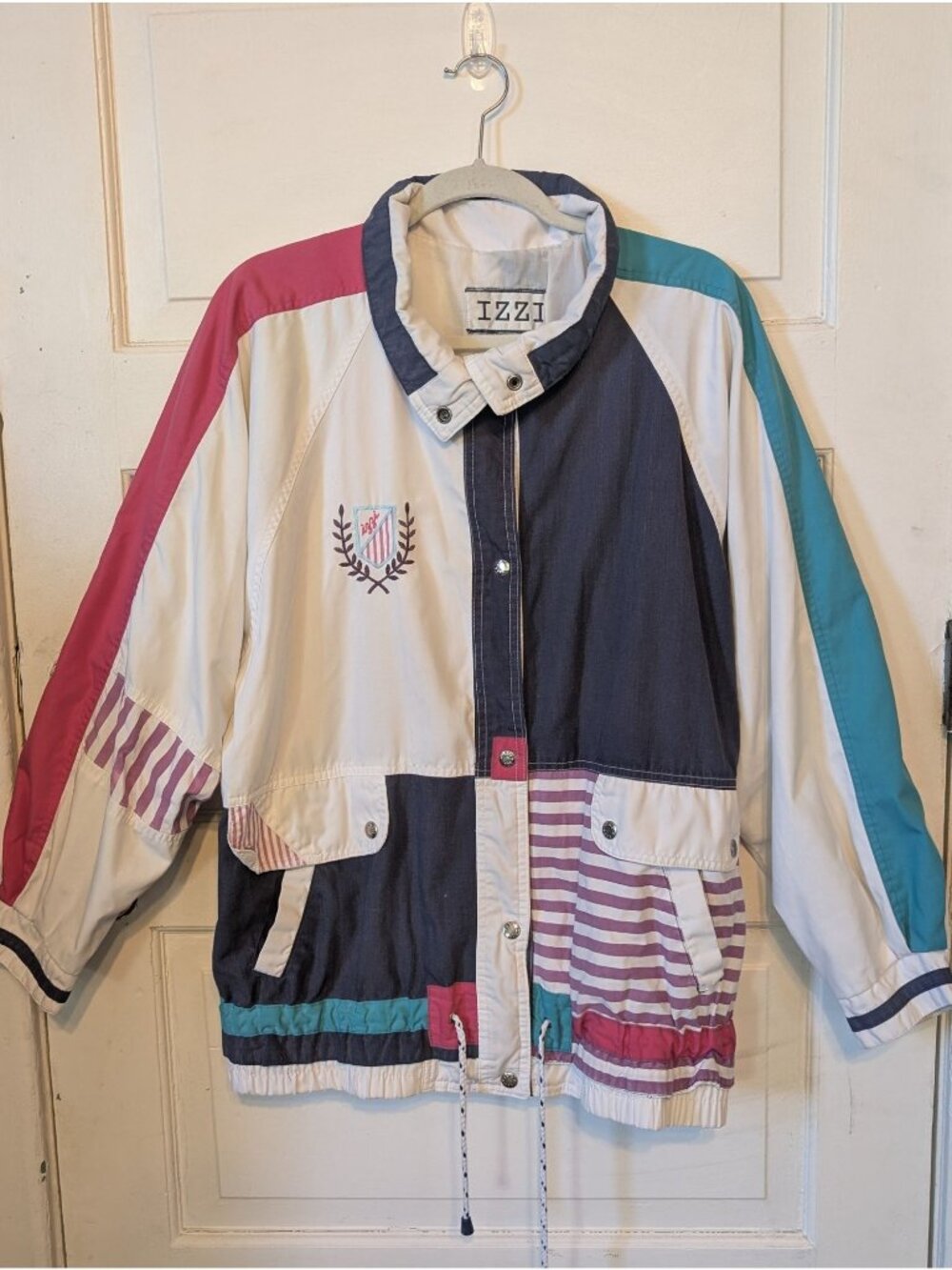 Vintage 80s IZZI Colorblock Windbreaker Size M Unisex Retro Y2K Funky